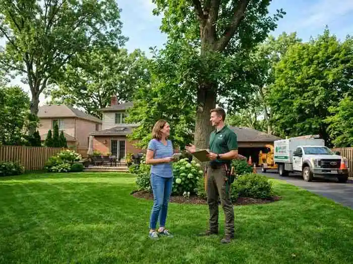 Tree Service Powell OH 5 BuckeyeTree Pro residential tree service crew working in a Powell OH neighborhood