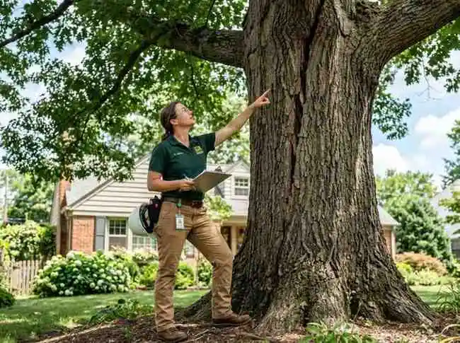 ISA certified arborist performing tree risk assessment in Columbus OH