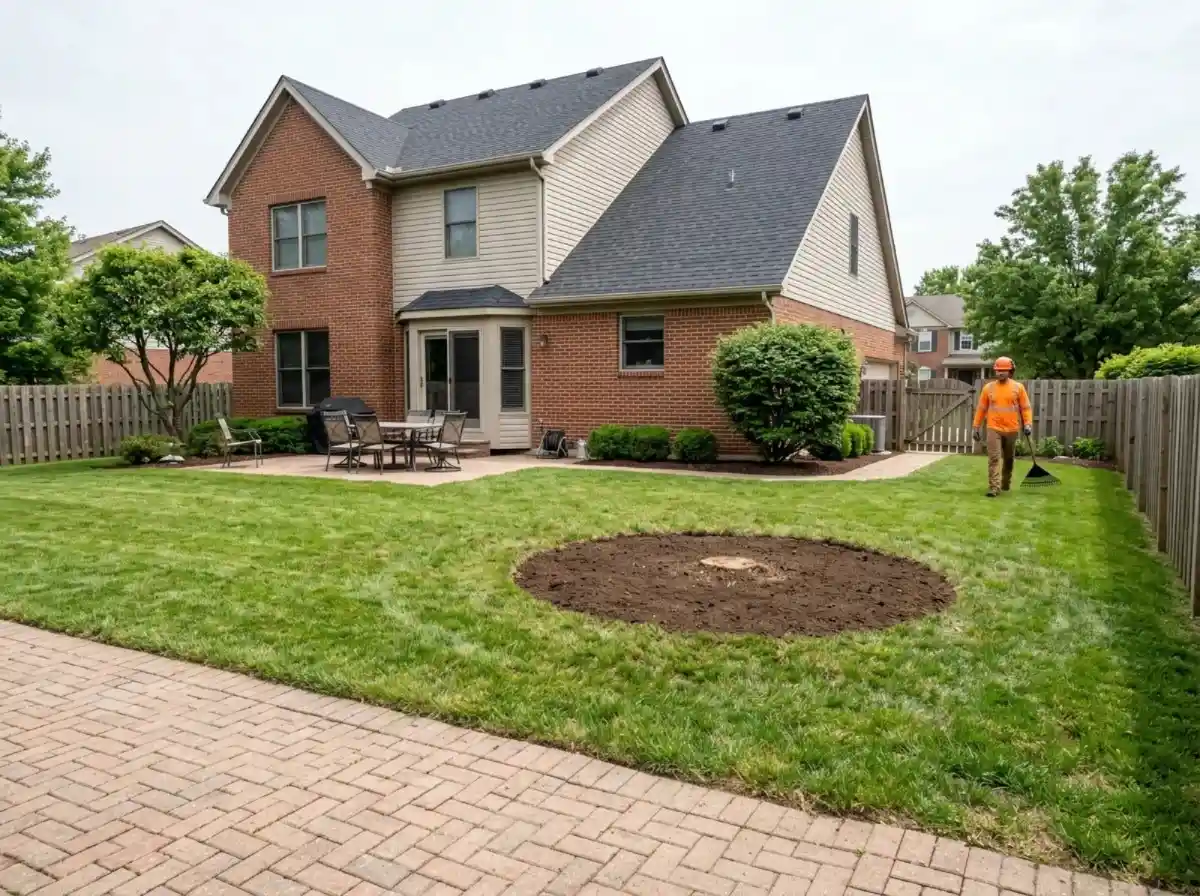 Residential Tree Service Columbus OH 2 Suburban back garden left completely clean after tree service work in Columbus OH