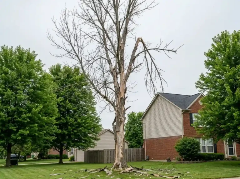 Emerald Ash Borer in Franklin County: Two Decades On, What Is Left to Deal With 8 Dead ash tree killed by emerald ash borer standing in a Columbus OH garden